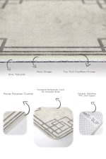 2'li Set Krem Zeminde Kilim Motifli Çerçeve Desenli Geometrik Klasik  2'li Banyo & Mutfak Paspas Takımı Realhomes