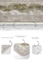 2'li Set Krem - Gold Zeminde Altık Çiçek Motifli Çerçeve Desenli Vintage Sade & Şık  2'li Banyo & Mutfak Paspas Takımı Realhomes