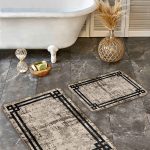 2'li Set Turuncu Zeminde Uşak Motifli Geleneksel Desenli Avangarde Etnik Motifler  2'li Banyo & Mutfak Paspas Takımı Realhomes