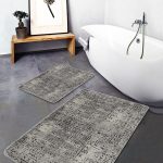 2'li Set Beyaz Zeminde Eskitme Motifli Duvar Desenli Vintage Eskitme Motifli  2'li Banyo & Mutfak Paspas Takımı Realhomes