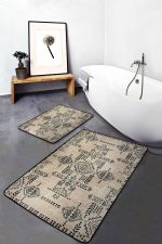 - PaspasTakimi-2li-Set1359-Gorsel - Realhomes 2'li Set Krem - Siyah Zeminde Etnik Motifli Antika Desenli Etnik Motifler Vintage 2'li Banyo & Mutfak Paspas Takımı Realhomes