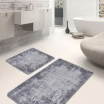 2'li Set Kahverengi Zeminde Çerçeveli Motifli Eskitme Desenli Eskitme Motifli Vintage  2'li Banyo & Mutfak Paspas Takımı Realhomes