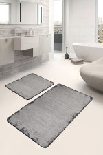 - PaspasTakimi-2li-Set1362-Gorsel - Realhomes  2'li Set Gri Zeminde El Dokuma Motifli Antika Desenli Eskitme Motifli Sade & Şık  2'li Banyo & Mutfak Paspas Takımı Realhomes