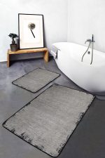 - PaspasTakimi-2li-Set1362-Gorsel-2 - Realhomes  2'li Set Gri Zeminde El Dokuma Motifli Antika Desenli Eskitme Motifli Sade & Şık  2'li Banyo & Mutfak Paspas Takımı Realhomes