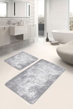 - PaspasTakimi-2li-Set1363-Gorsel-4 - Realhomes  2'li Set Gri - Beyaz Zeminde Eskitme Motifli Dokuma Desenli Eskitme Motifli Klasik  2'li Banyo & Mutfak Paspas Takımı Realhomes