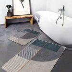 2'li Set Kahverengi Zeminde Geometrik Motifli Antik Desenli Sade & Şık Geometrik  2'li Banyo & Mutfak Paspas Takımı Realhomes