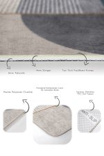 2'li Set Krem - Gri Zeminde Geometrik Motifli Kanvas Desenli Geometrik Sade & Şık  2'li Banyo & Mutfak Paspas Takımı Realhomes