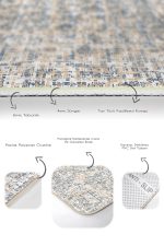 2'li Set Krem - Mavi Zeminde Kanvas Motifli Fırça Darbeleri Desenli Eskitme Motifli Sade & Şık  2'li Banyo & Mutfak Paspas Takımı Realhomes