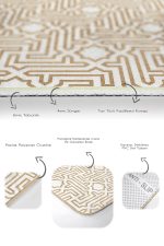 2'li Set Krem Zeminde Geometrik Motifli Çokgen Desenli Geometrik Sade & Şık  2'li Banyo & Mutfak Paspas Takımı Realhomes