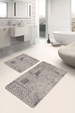 - PaspasTakimi-2li-Set1372-Gorsel-5 - Realhomes  2'li Set Kahverengi Zeminde Örme Motifli Eskitme Desenli Geometrik Eskitme Motifli  2'li Banyo & Mutfak Paspas Takımı Realhomes