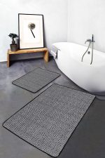 - PaspasTakimi-2li-Set1373-Gorsel-1 - Realhomes  2'li Set Siyah - Gri Zeminde Geometrik Motifli Klasik Desenli Geometrik Klasik  2'li Banyo & Mutfak Paspas Takımı Realhomes