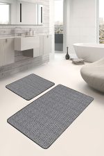 - PaspasTakimi-2li-Set1373-Gorsel-5 - Realhomes  2'li Set Siyah - Gri Zeminde Geometrik Motifli Klasik Desenli Geometrik Klasik  2'li Banyo & Mutfak Paspas Takımı Realhomes