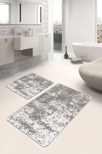 - PaspasTakimi-2li-Set1378-Gorsel - Realhomes 2'li Set Kahverengi - Beyaz Zeminde Dokuma Motifli Antik Desenli Eskitme Motifli Sade & Şık 2'li Banyo & Mutfak Paspas Takımı Realhomes