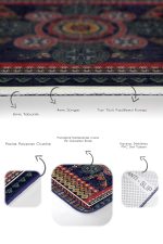 2'li Set Lacivert Zeminde Antik Motifli Dokuma Halı Desenli Avangarde Vintage  2'li Banyo & Mutfak Paspas Takımı Realhomes