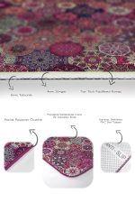 - PaspasTakimi-2li-Set1381-Gorsel-3 - Realhomes 2'li Set Kırmızı Zeminde Patchwork Motifli Geleneksel Desenli Geometrik Vintage 2'li Banyo & Mutfak Paspas Takımı Realhomes