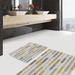 2'li Set Siyah Zeminde Etnik Motifli Geometrik Desenli Geometrik Sade & Şık  2'li Banyo & Mutfak Paspas Takımı Realhomes