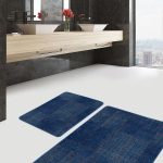 2'li Set Lacivert Zeminde Etnik Motifli Otantik Desenli Etnik Motifler Geometrik  2'li Banyo & Mutfak Paspas Takımı Realhomes