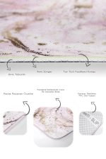 - PaspasTakimi-2li-Set1386-Gorsel-3 - Realhomes  2'li Set Pembe - Gold Zeminde Altın Motifli Mermer Desenli Modern Sade & Şık  2'li Banyo & Mutfak Paspas Takımı Realhomes