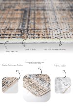 2'li Set Krem Siyah Zeminde Antika Motifli El Dokuma Desenli Geometrik Eskitme Motifli  2'li Banyo & Mutfak Paspas Takımı Realhomes