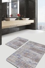 - PaspasTakimi-2li-Set1396-Gorsel-5 - Realhomes 2'li Set Gri Zeminde Eskitme Motifli Geleneksel Desenli Eskitme Motifli Geometrik 2'li Banyo & Mutfak Paspas Takımı Realhomes