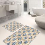 2'li Set Krem - Kahverengi Zeminde Çerçeveli Motifli Geleneksel Desenli Vintage Avangarde  2'li Banyo & Mutfak Paspas Takımı Realhomes