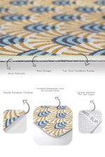 - PaspasTakimi-2li-Set1400-Gorsel-3 - Realhomes 2'li Set Hardal - Mavi Zeminde Patchwork Motifli Kilim Desenli Geometrik Sade & Şık 2'li Banyo & Mutfak Paspas Takımı Realhomes