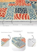 2'li Set Krem Zeminde Patchwork Motifli Patchwork Desenli Geometrik Klasik  2'li Banyo & Mutfak Paspas Takımı Realhomes