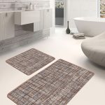 2'li Set Geometrik Zeminde Dokuma Halı Motifli Çizgili Desenli Geometrik Klasik  2'li Banyo & Mutfak Paspas Takımı Realhomes