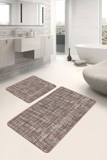 - PaspasTakimi-2li-Set1409-Gorsel - Realhomes  2'li Set Kahverengi Zeminde El Dokuma Motifli Antika Desenli Eskitme Motifli Klasik  2'li Banyo & Mutfak Paspas Takımı Realhomes