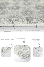 - PaspasTakimi-2li-Set1411-Gorsel-3 - Realhomes 2'li Set Krem - Gri Zeminde Antika Motifli Çiçek Desenli Sade & Şık Vintage 2'li Banyo & Mutfak Paspas Takımı Realhomes