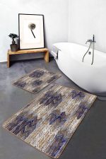 - PaspasTakimi-2li-Set1415-Gorsel-1 - Realhomes  2'li Set Lacivert Zeminde Zikzak Motifli Eskitme Desenli Geometrik Eskitme Motifli  2'li Banyo & Mutfak Paspas Takımı Realhomes