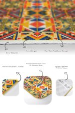 2'li Set Lacivert - Hardal Zeminde Etnik Motifli Tribal Desenli Geometrik Etnik Motifler  2'li Banyo & Mutfak Paspas Takımı Realhomes