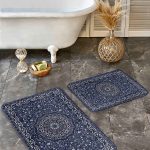 2'li Set Krem Zeminde Dokuma Halı Motifli Modern Sanat Desenli Geometrik Sade & Şık  2'li Banyo & Mutfak Paspas Takımı Realhomes