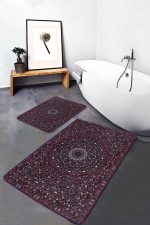 - PaspasTakimi-2li-Set1423-Gorsel - Realhomes  2'li Set Kırmızı Zeminde Hereke Motifli Kilim Desenli Etnik Motifler Avangarde  2'li Banyo & Mutfak Paspas Takımı Realhomes