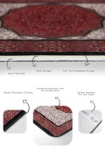 - PaspasTakimi-2li-Set1424-Gorsel-3 - Realhomes 2'li Set Kırmızı Zeminde Osmanlı Motifli Yöresel Desenli Avangarde Vintage 2'li Banyo & Mutfak Paspas Takımı Realhomes