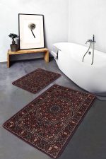 - PaspasTakimi-2li-Set1425-Gorsel-1 - Realhomes 2'li Set Kahverengi Zeminde Kilim Motifli Etnik Desenli Etnik Motifler Vintage 2'li Banyo & Mutfak Paspas Takımı Realhomes