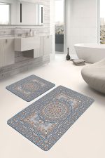 - PaspasTakimi-2li-Set1427-Gorsel - Realhomes  2'li Set Mavi Zeminde Hereke Motifli Kilim Desenli Etnik Motifler Avangarde  2'li Banyo & Mutfak Paspas Takımı Realhomes