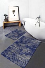 - PaspasTakimi-2li-Set1428-Gorsel-1 - Realhomes 2'li Set Lacivert - Gri Zeminde Antika Motifli El Dokuma Desenli Vintage Etnik Motifler 2'li Banyo & Mutfak Paspas Takımı Realhomes