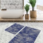 2'li Set Siyah - Kahverengi Zeminde Etnik Motifli Geleneksel Desenli Etnik Motifler Geometrik  2'li Banyo & Mutfak Paspas Takımı Realhomes