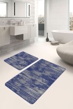 - PaspasTakimi-2li-Set1428-Gorsel-5 - Realhomes 2'li Set Lacivert - Gri Zeminde Antika Motifli El Dokuma Desenli Vintage Etnik Motifler 2'li Banyo & Mutfak Paspas Takımı Realhomes