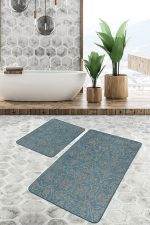 - PaspasTakimi-2li-Set1430-Gorsel-2 - Realhomes 2'li Set Mavi Zeminde El Dokuma Motifli Etnik Desenli Etnik Motifler Sade & Şık 2'li Banyo & Mutfak Paspas Takımı Realhomes