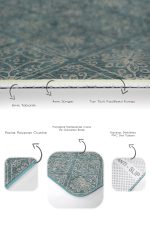 - PaspasTakimi-2li-Set1432-Gorsel-3 - Realhomes 2'li Set Haki Zeminde Örgü Motifli Antika Desenli Vintage Geometrik 2'li Banyo & Mutfak Paspas Takımı Realhomes