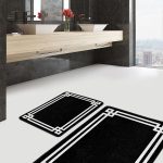 2'li Set Gri Krem Zeminde Damalı Motifli Art Deco Desenli Sade & Şık Klasik  2'li Banyo & Mutfak Paspas Takımı Realhomes