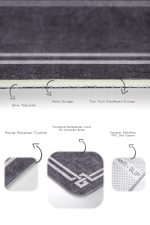 - PaspasTakimi-2li-Set1438-Gorsel-3 - Realhomes 2'li Set Füme - Gri Zeminde Çerçeveli Motifli El Dokuma Desenli Avangarde Geometrik 2'li Banyo & Mutfak Paspas Takımı Realhomes