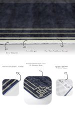 2'li Set Lacivert Zeminde Çerçeveli Motifli Rustik Desenli Geometrik Avangarde  2'li Banyo & Mutfak Paspas Takımı Realhomes