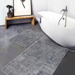 2'li Set Bordo Zeminde Geometrik Motifli Mozaik Desenli Geometrik Sade & Şık  2'li Banyo & Mutfak Paspas Takımı Realhomes