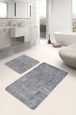 - PaspasTakimi-2li-Set1442-Gorsel-4 - Realhomes  2'li Set Gri - Antrasit Zeminde El Dokuma Motifli Antika Desenli Eskitme Motifli Vintage  2'li Banyo & Mutfak Paspas Takımı Realhomes