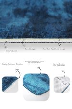 - PaspasTakimi-2li-Set1445-Gorsel-3 - Realhomes 2'li Set Mavi - Lacivert Zeminde Dokuma Motifli Halı Desenli Eskitme Motifli Sade & Şık 2'li Banyo & Mutfak Paspas Takımı Realhomes