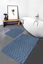 - PaspasTakimi-2li-Set1448-Gorsel-5 - Realhomes  2'li Set Mavi Zeminde Geometrik Motifli Örgü Desenli Geometrik Sade & Şık  2'li Banyo & Mutfak Paspas Takımı Realhomes