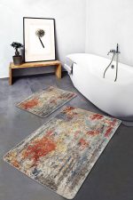 - PaspasTakimi-2li-Set1449-Gorsel-5 - Realhomes  2'li Set Çok Renkli Zeminde Kanvas Motifli Yağlıboya Desenli Eskitme Motifli Klasik  2'li Banyo & Mutfak Paspas Takımı Realhomes